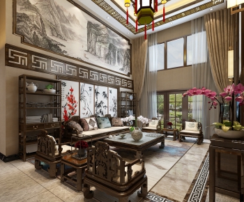 New Chinese Style A Living Room-ID:133244654