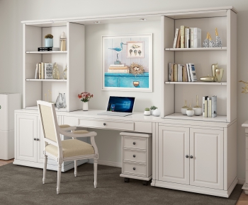 Simple European Style Computer Desk And Chair-ID:245114474
