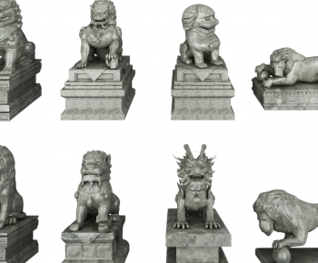 新中式石狮子雕塑-ID:749798333