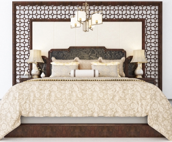 New Chinese Style Double Bed-ID:388418223