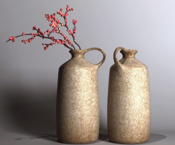 新中式手工粗陶装饰花瓶-ID:430323896