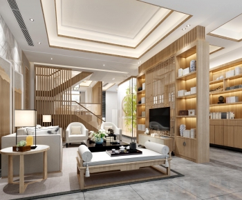 New Chinese Style A Living Room-ID:986378956