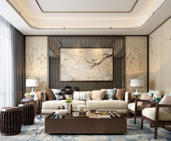 New Chinese Style A Living Room-ID:803709598