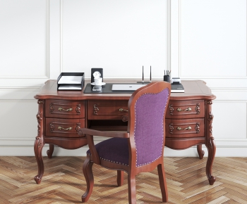 European Style Computer Desk And Chair-ID:976232377