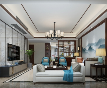 New Chinese Style A Living Room-ID:453301782