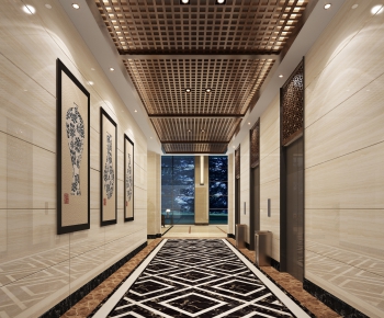 New Chinese Style Office Elevator Hall-ID:198636133