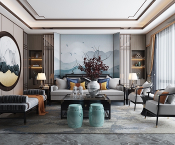 New Chinese Style A Living Room-ID:583486365