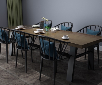 Industrial Style Dining Table And Chairs-ID:866736613