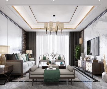 New Chinese Style A Living Room-ID:239233935