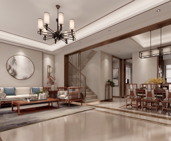 New Chinese Style A Living Room-ID:757937755