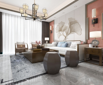 New Chinese Style A Living Room-ID:485349877