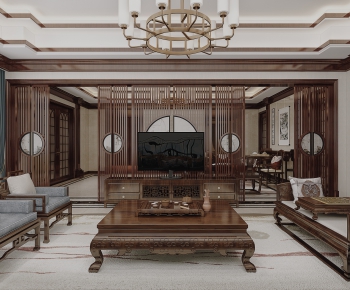 New Chinese Style A Living Room-ID:606509139