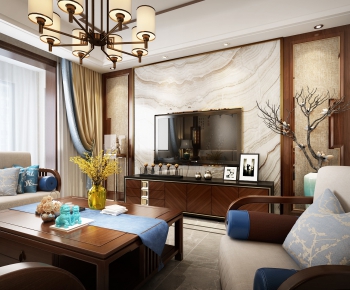 New Chinese Style A Living Room-ID:295922963
