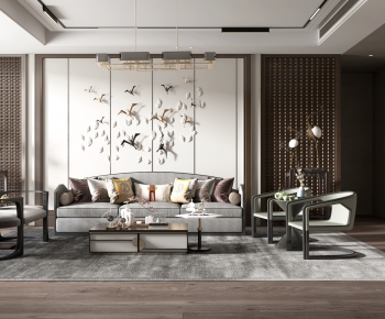 New Chinese Style A Living Room-ID:713402185