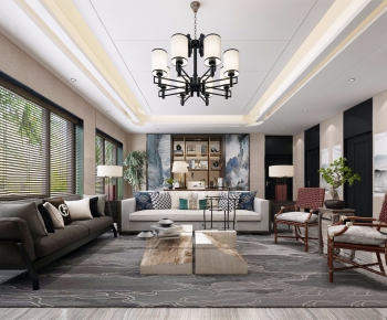 New Chinese Style A Living Room-ID:659197224