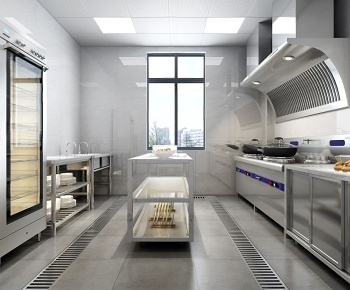 现代酒店厨房3D模型