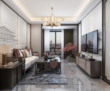 New Chinese Style A Living Room-ID:331568375