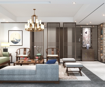 New Chinese Style A Living Room-ID:600851736