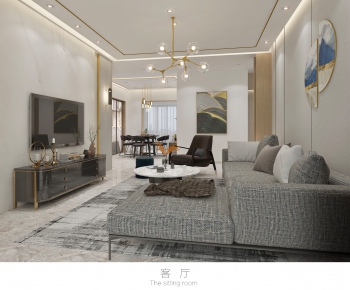 New Chinese Style A Living Room-ID:169036938