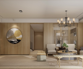 New Chinese Style A Living Room-ID:883986483