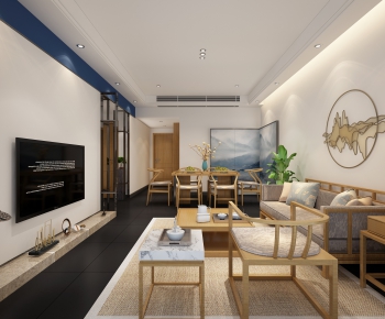 New Chinese Style A Living Room-ID:860351525