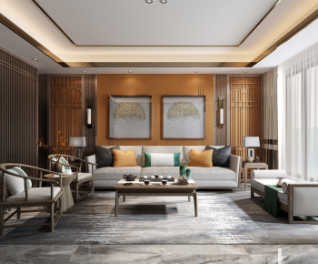 New Chinese Style A Living Room-ID:601305666