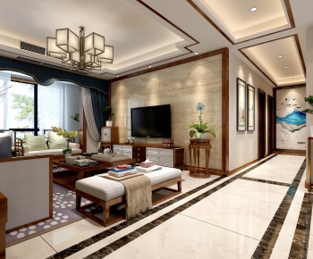 New Chinese Style A Living Room-ID:721000961