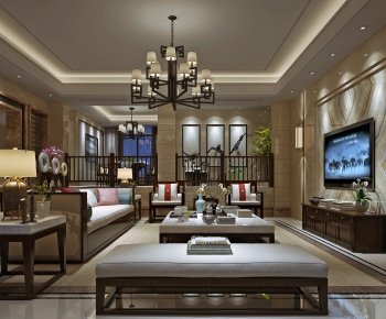 New Chinese Style A Living Room-ID:781336756