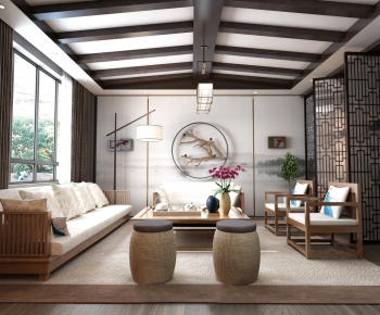 New Chinese Style A Living Room-ID:457880515