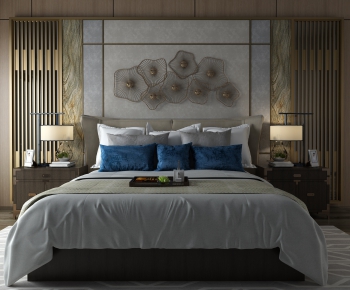 New Chinese Style Double Bed-ID:411925364