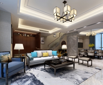 New Chinese Style A Living Room-ID:346864422