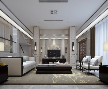 New Chinese Style A Living Room-ID:943434852