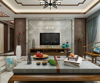 New Chinese Style A Living Room-ID:293773597