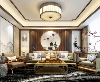 New Chinese Style A Living Room-ID:415553117