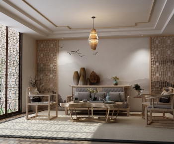 New Chinese Style A Living Room-ID:956748388