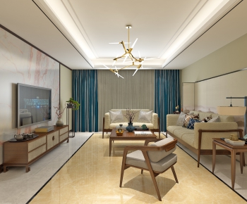 New Chinese Style A Living Room-ID:571130554