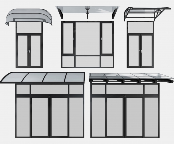 现代钢化玻璃遮阳棚雨棚组合-ID:403443778