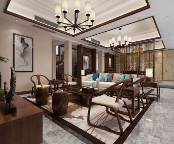 New Chinese Style A Living Room-ID:523274819