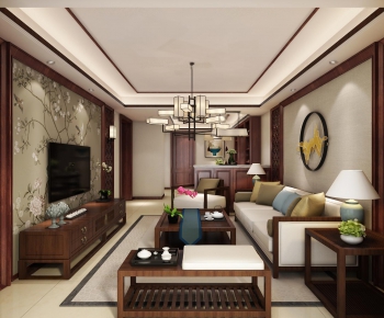 New Chinese Style A Living Room-ID:251818351