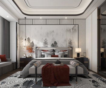 New Chinese Style Bedroom-ID:131442339
