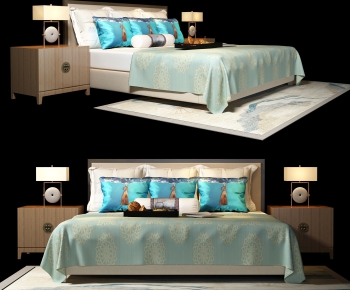 New Chinese Style Double Bed-ID:411001188