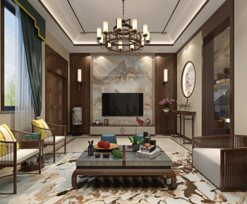 New Chinese Style A Living Room-ID:832871726