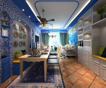 Mediterranean Style Dining Room-ID:735653849