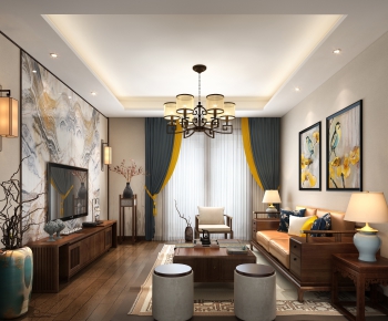 New Chinese Style A Living Room-ID:473045497