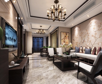 New Chinese Style A Living Room-ID:558470951