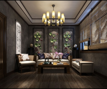 New Chinese Style A Living Room-ID:922725767