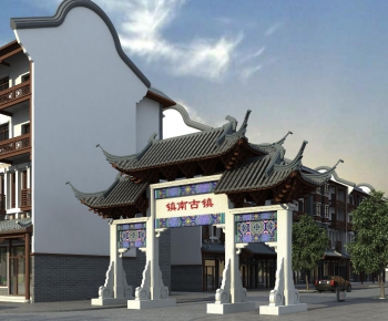New Chinese Style Facade Element-ID:162888594