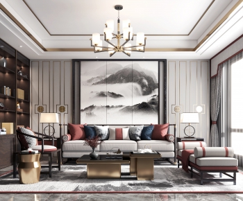 New Chinese Style A Living Room-ID:894182539