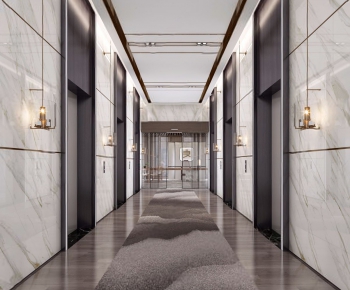 New Chinese Style Office Elevator Hall-ID:477127835