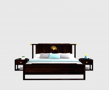 New Chinese Style Single Bed-ID:666573765